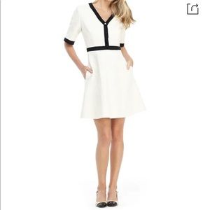 NWOT Whitney Boucle GAL MEETS GLAM White dress with black trim